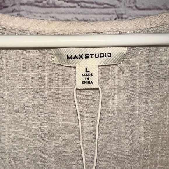 NWT Max Studio Women's White Boho Blouse Size L 3/4 Sleeve Scoop Neck Bin K - Picture 3 of 7